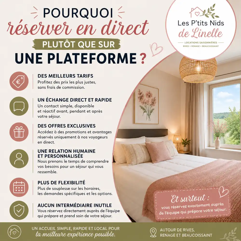POURQUOI RÉSERVER EN DIRECT PLUTÔT QUE SUR UNE PLATEFORME ?